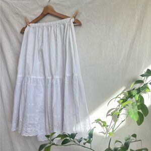 White Eyelet Midi Skirt